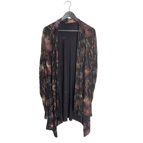 Salaam Cardigan S Sweater Wrap Black Brown Boho Moroccan Print Tunic Hippie - Picture 1 of 8